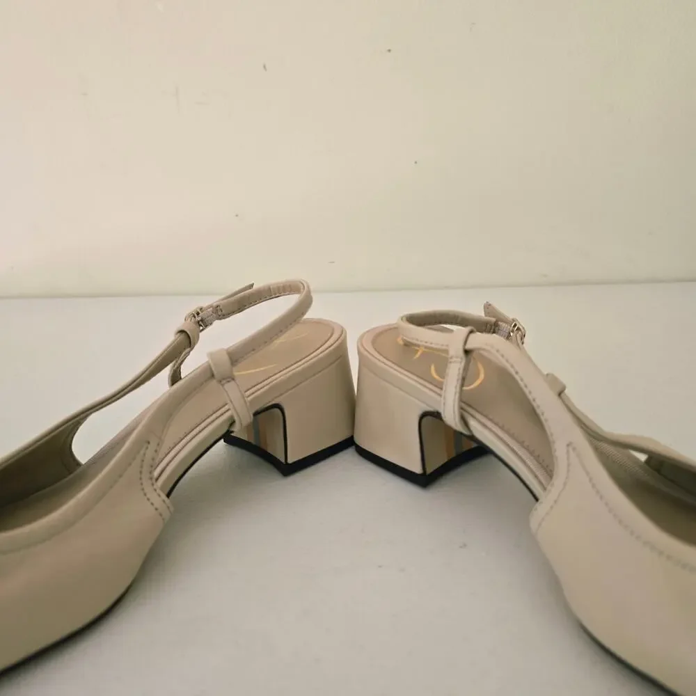 Sam Edelman Tarra Slingback Heels Women’s 6.5 Tan Black Leather